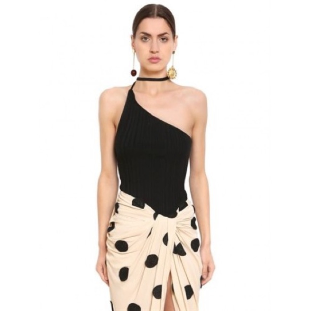 Sold Out JACQUEMUS BLACK ASYMMETRICAL KNIT TOP 34